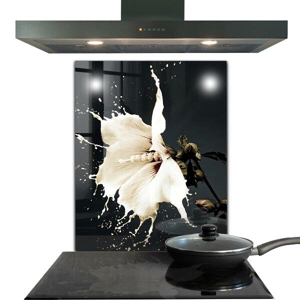 Kitchen glass panel Abstract white flower