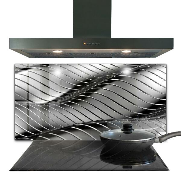 Kitchen wall panels Metal waves abstraction