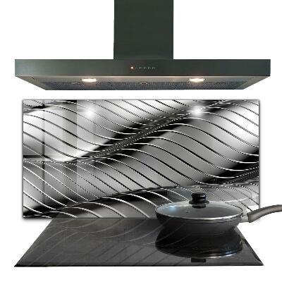 Kitchen wall panels Metal waves abstraction