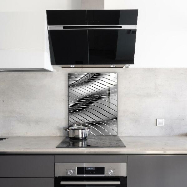 Kitchen wall panels Metal waves abstraction