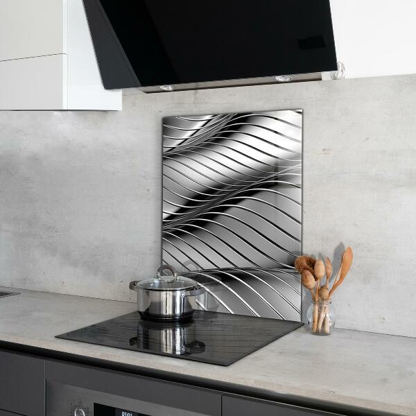 Kitchen wall panels Metal waves abstraction