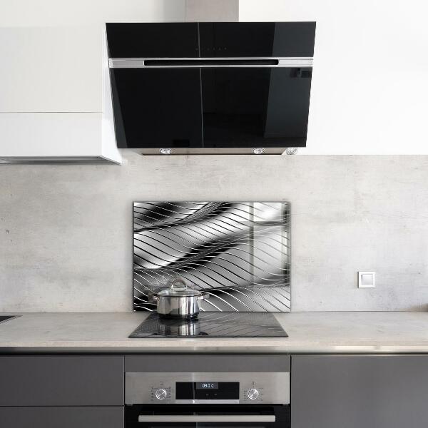 Kitchen wall panels Metal waves abstraction