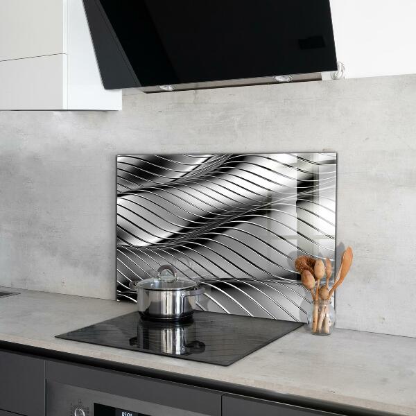 Kitchen wall panels Metal waves abstraction