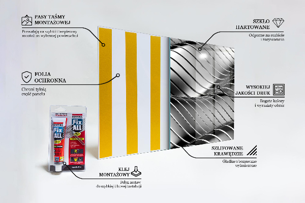 Kitchen wall panels Metal waves abstraction