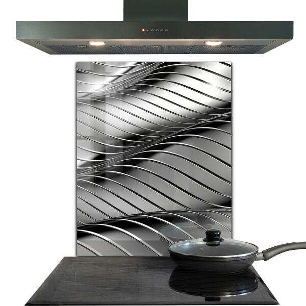 Kitchen wall panels Metal waves abstraction