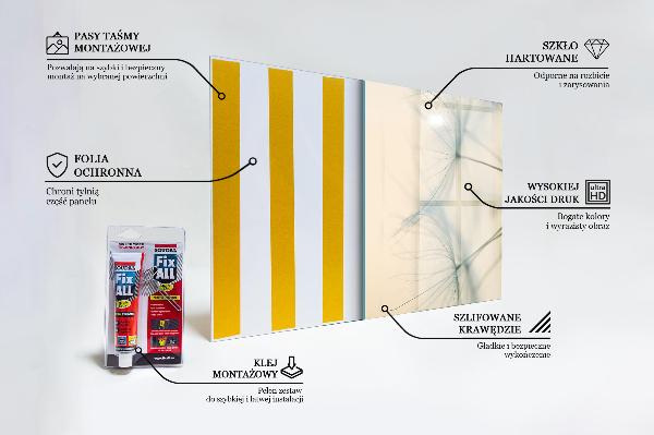 Kitchen glass panel Beautiful delicate dandelion