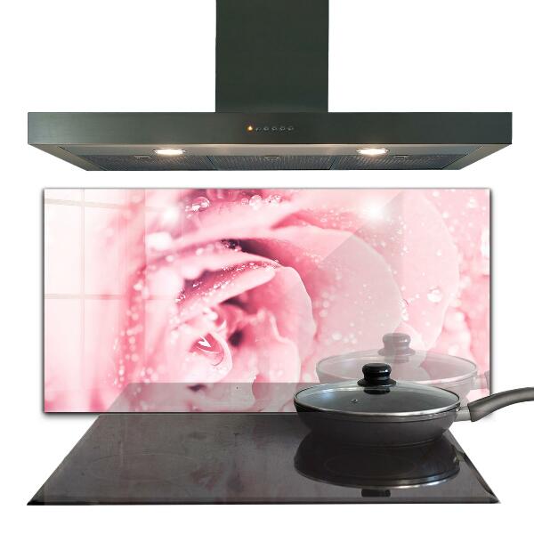 Kitchen glass panel Pink delicate flower