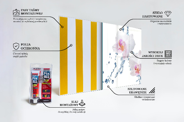 Kitchen glass panel Orchid sprinkled with water