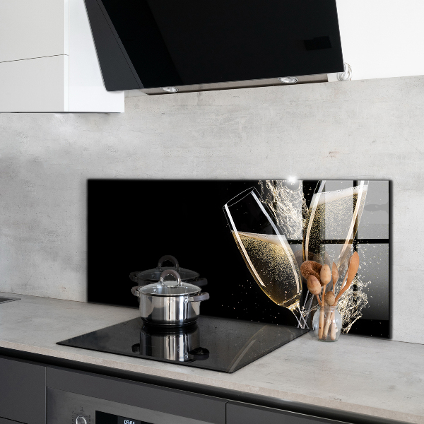 Kitchen wall panels Champagne night toast