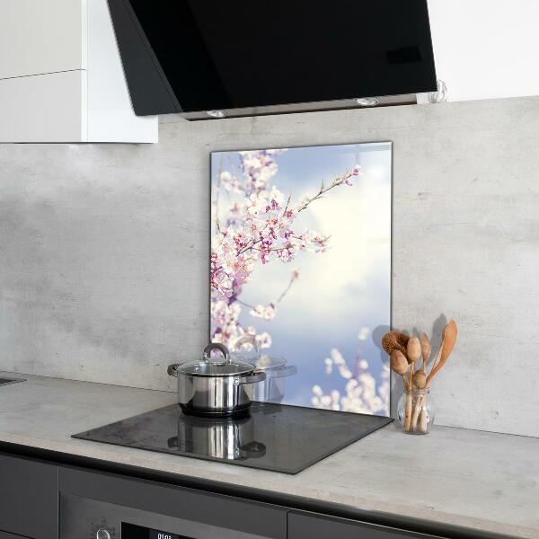 Kitchen glass panel Delicate pink flowers