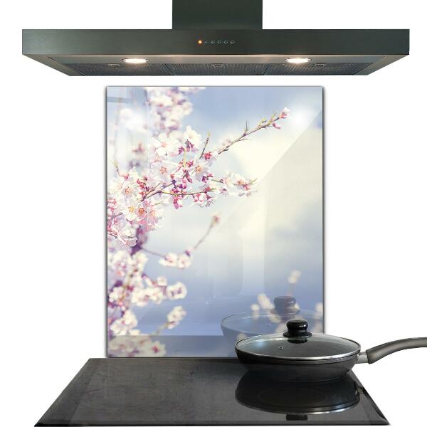 Kitchen glass panel Delicate pink flowers
