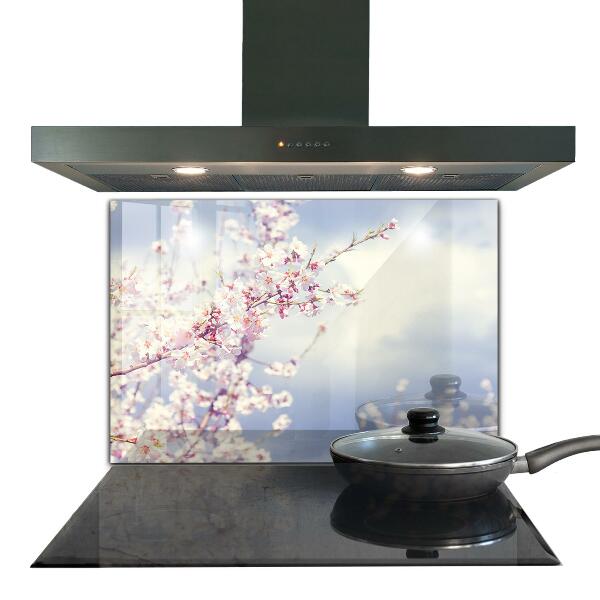Kitchen glass panel Delicate pink flowers