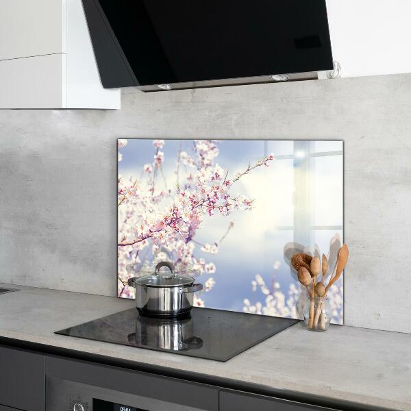 Kitchen glass panel Delicate pink flowers