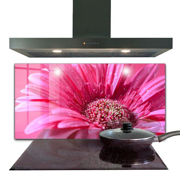 Kitchen glass panel Pink flower nature details