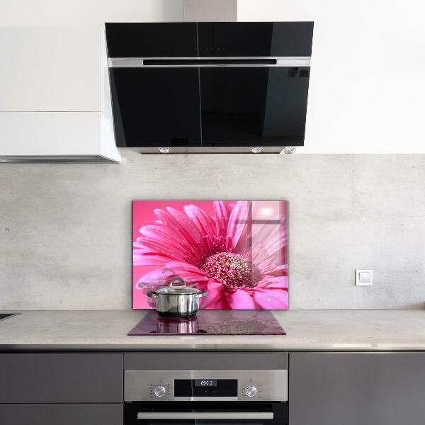 Kitchen glass panel Pink flower nature details