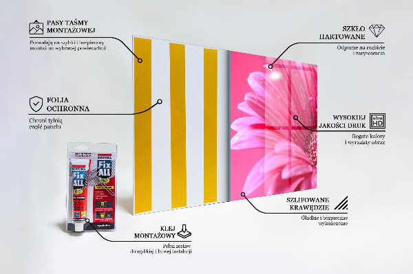 Kitchen glass panel Pink flower nature details