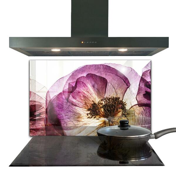 Kitchen glass panel Delicate flowers details