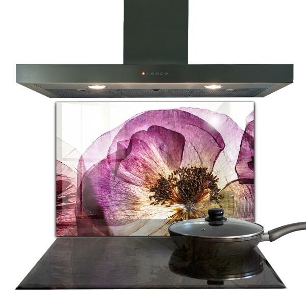 Kitchen glass panel Delicate flowers details