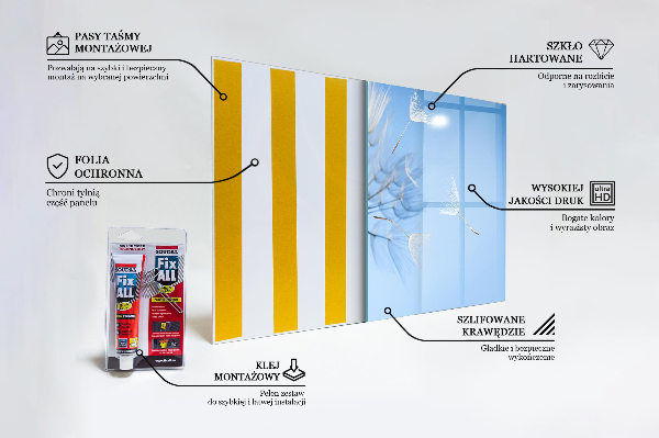 Kitchen glass panel Delicate dandelions