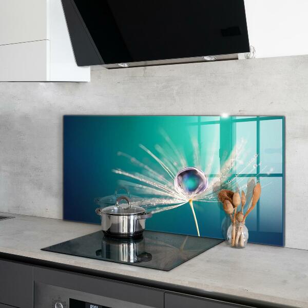 Kitchen glass panel Dandelion with a dew drop