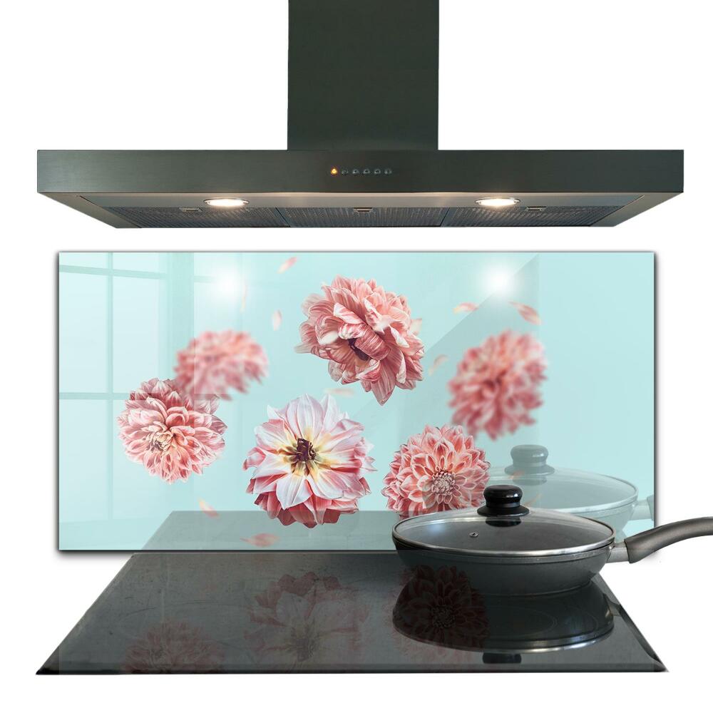 Kitchen glass panel Flowers aerial composition