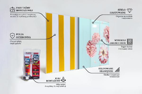 Kitchen glass panel Flowers aerial composition