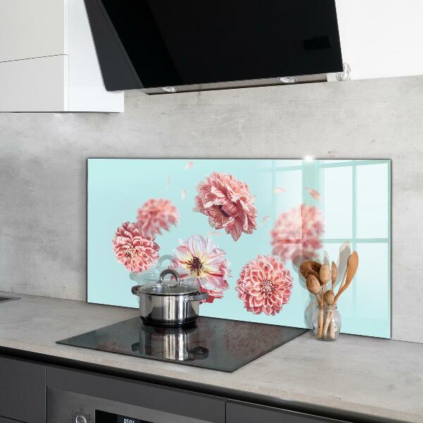 Kitchen glass panel Flowers aerial composition