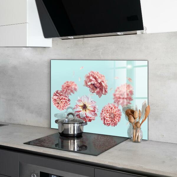 Kitchen glass panel Flowers aerial composition