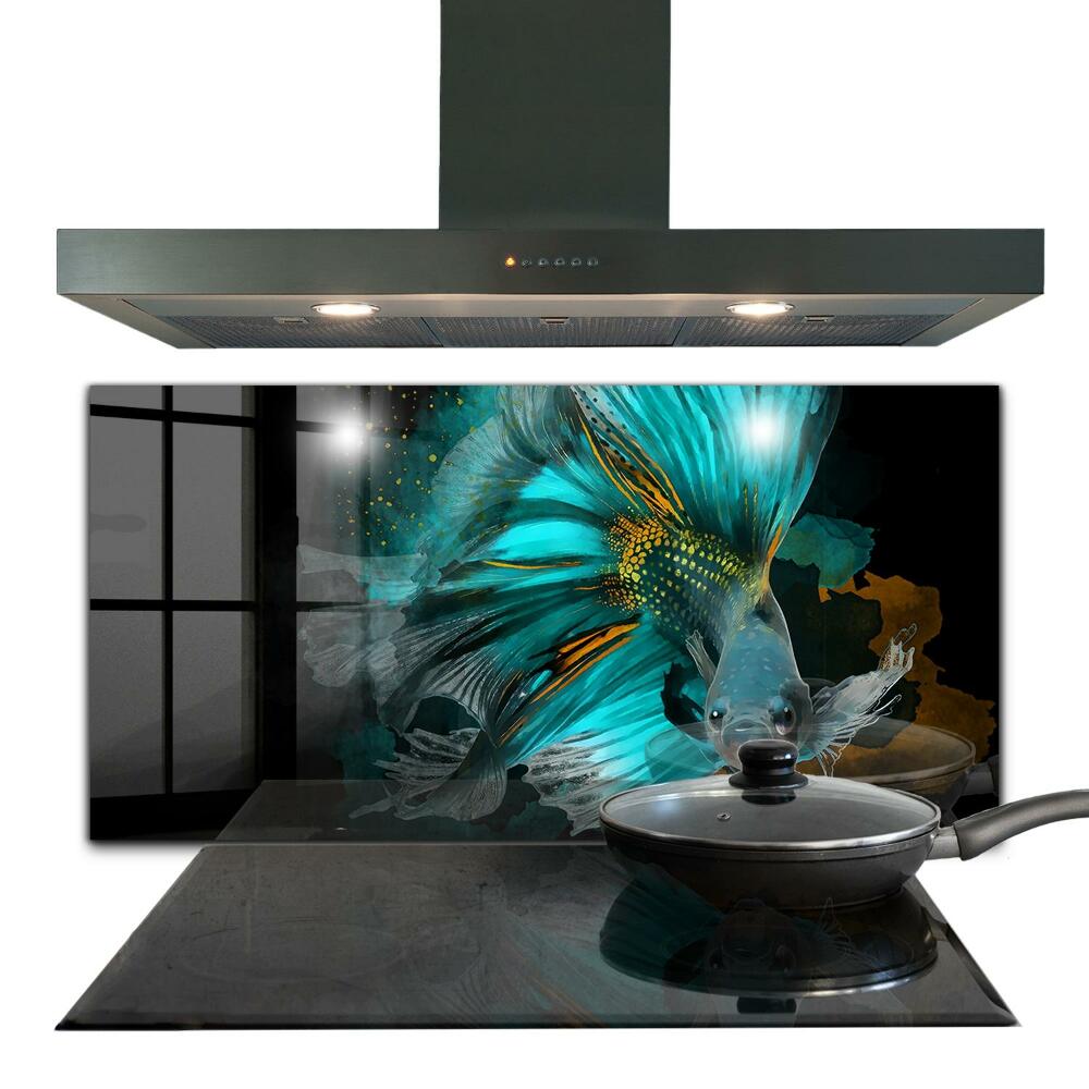 Kitchen wall panels Tropical fighting fish