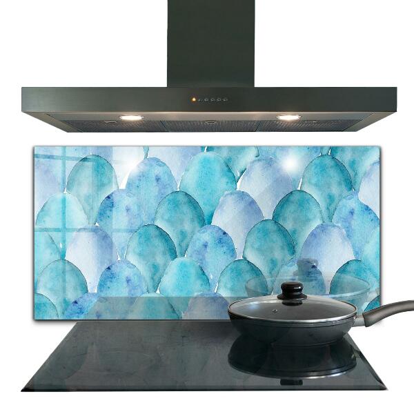 Hob splashback Watercolor scales blue pattern