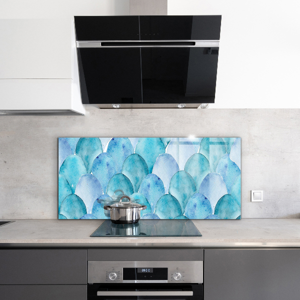 Hob splashback Watercolor scales blue pattern
