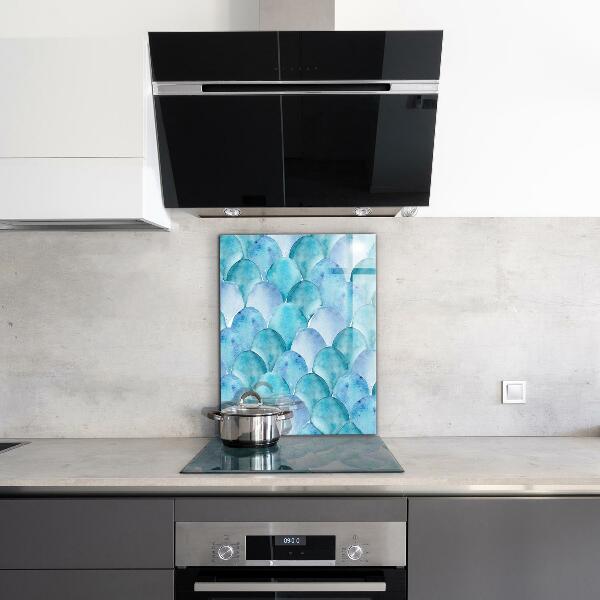 Hob splashback Watercolor scales blue pattern