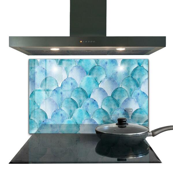 Hob splashback Watercolor scales blue pattern