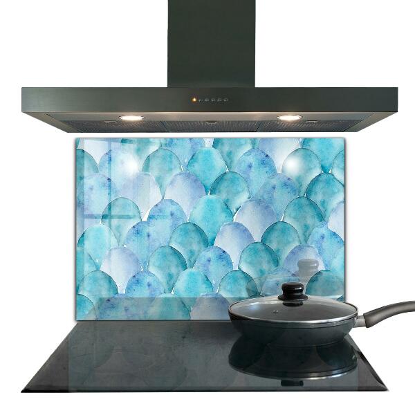 Hob splashback Watercolor scales blue pattern