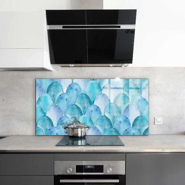 Hob splashback Watercolor scales blue pattern
