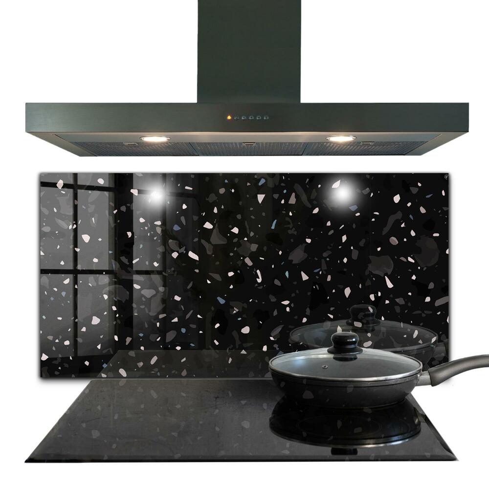 Kitchen glass panel Black marble terrazzo terazzo