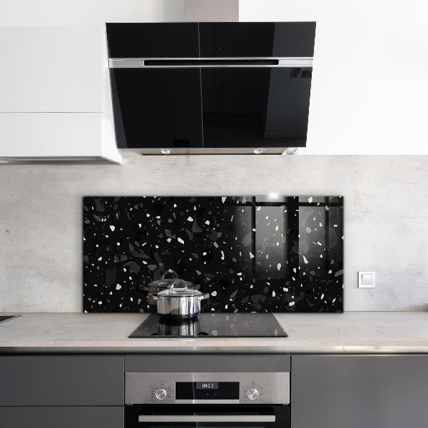 Kitchen glass panel Black marble terrazzo terazzo