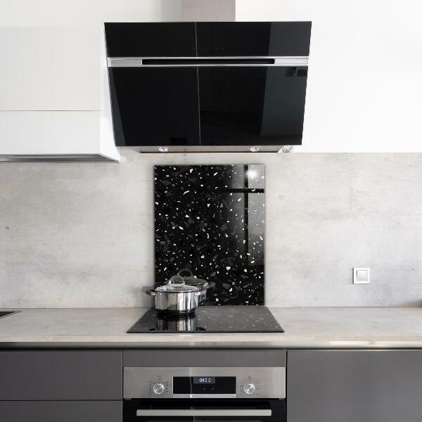 Kitchen glass panel Black marble terrazzo terazzo