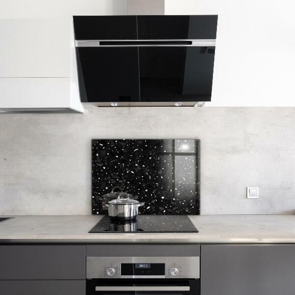 Kitchen glass panel Black marble terrazzo terazzo