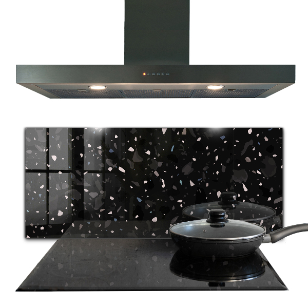 Kitchen glass panel Black marble terrazzo terazzo