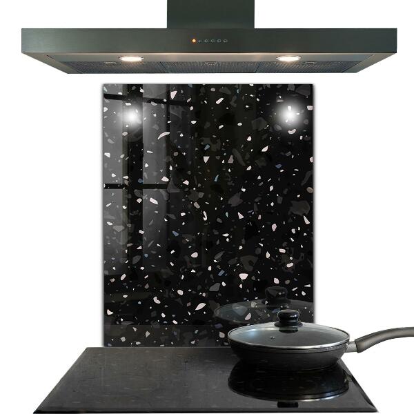 Kitchen glass panel Black marble terrazzo terazzo