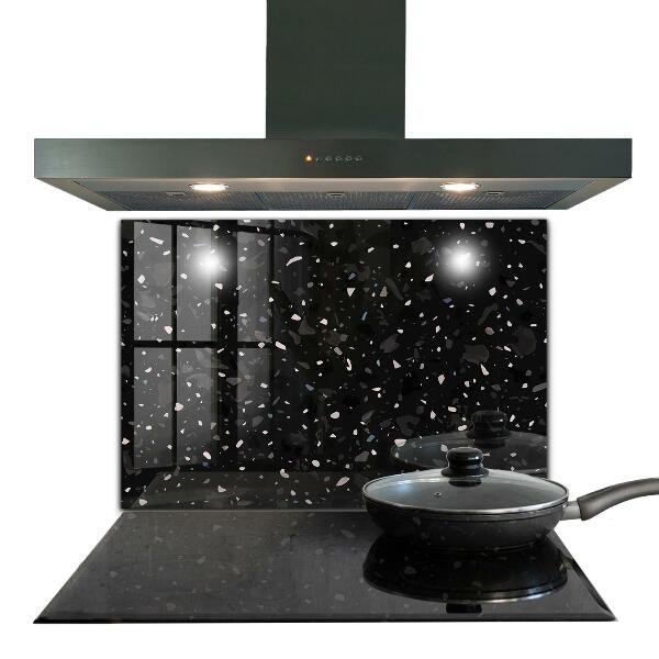 Kitchen glass panel Black marble terrazzo terazzo