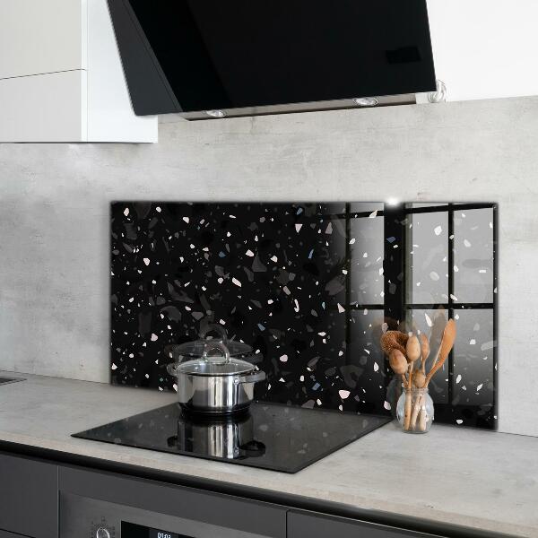 Kitchen glass panel Black marble terrazzo terazzo