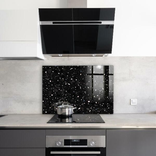 Kitchen glass panel Black marble terrazzo terazzo