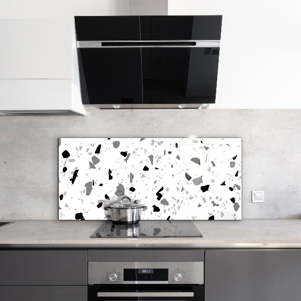 Kitchen glass panel Monochrome terrazzo