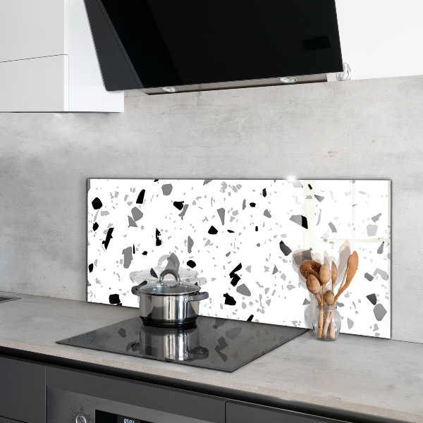 Kitchen glass panel Monochrome terrazzo