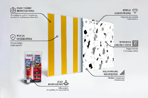 Kitchen glass panel Monochrome terrazzo