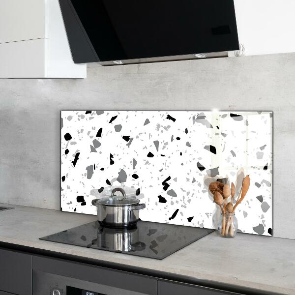 Kitchen glass panel Monochrome terrazzo