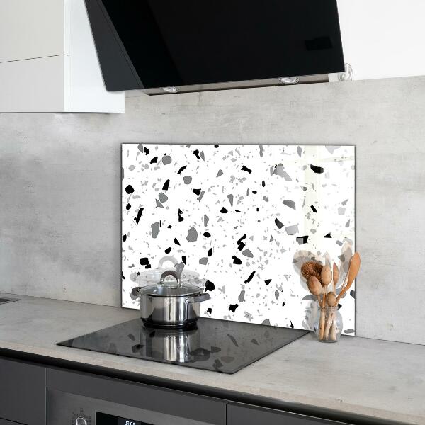 Kitchen glass panel Monochrome terrazzo