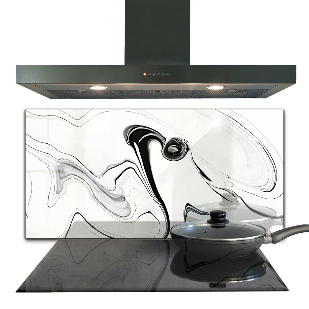 Hob splashback White marble black lines